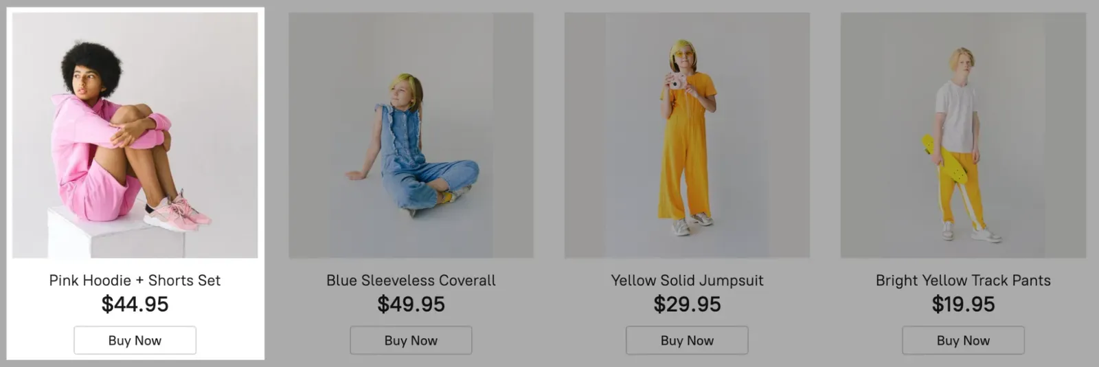 Example of a product card on the storefront product list showing the image, name, and price