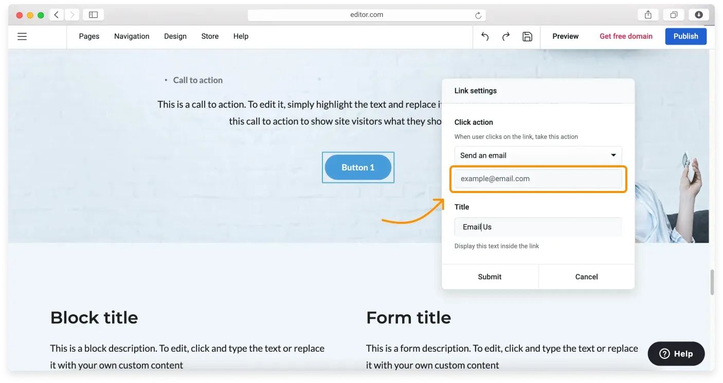 Entering an email address for the Send an email action