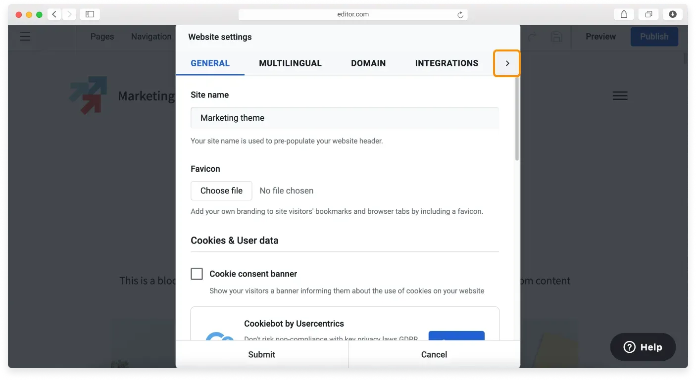 The Backups tab listing automatic backups with a button to create a new backup