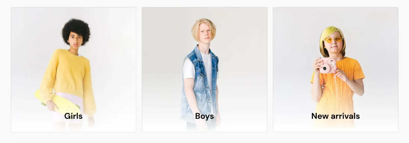 Store categories displayed as a list on the storefront
