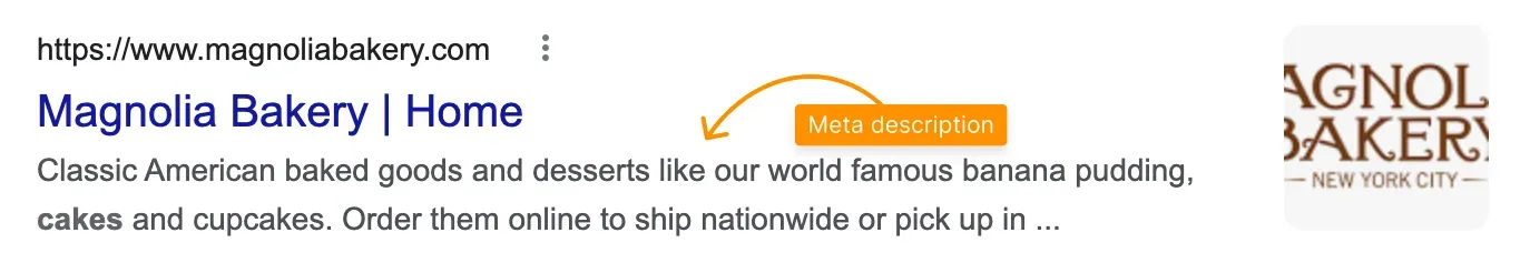 A search result showing where the meta description appears below the page title