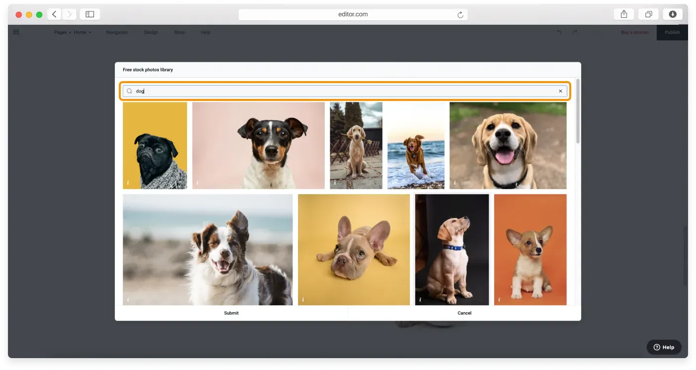 The Free stock photos library with a search field to find images