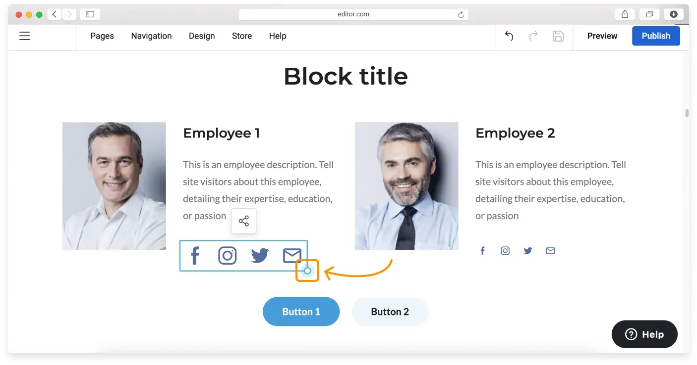 Resizing a set of social media icons together